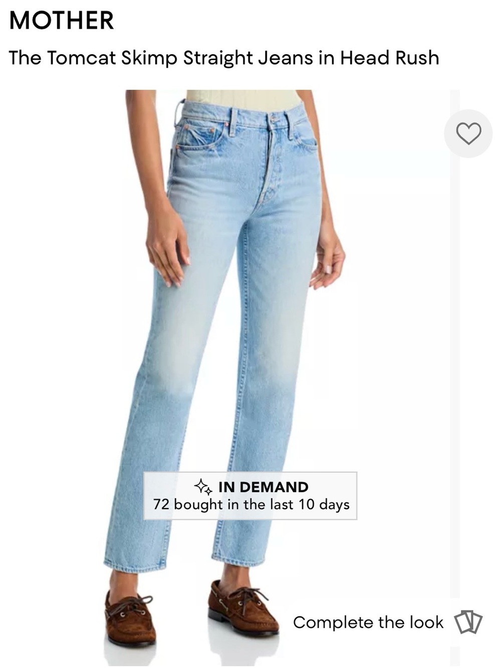 MOTHER Straight-Leg Jeans in Light Blue Wash size 30